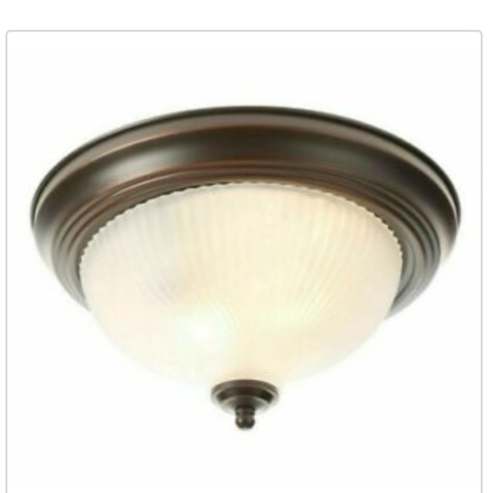 Hampton Bay Bronze/Rust Finish 11” Flush Ceiling Mount Frosted Glass New